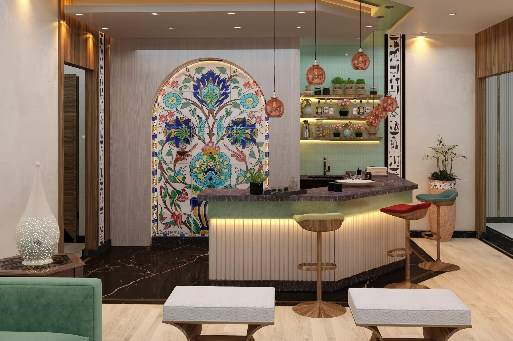 Design visualization of the Regency Compound mosaic bar